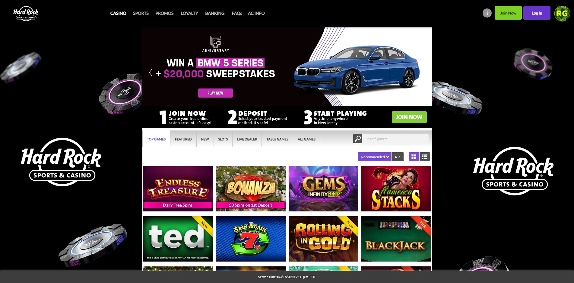 hard rock online nj 50 free spins