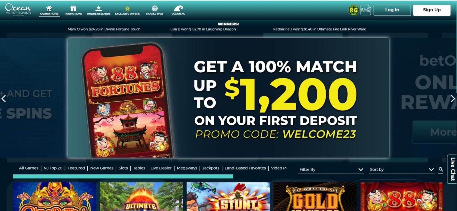 Ocean Casino Welcome Bonus