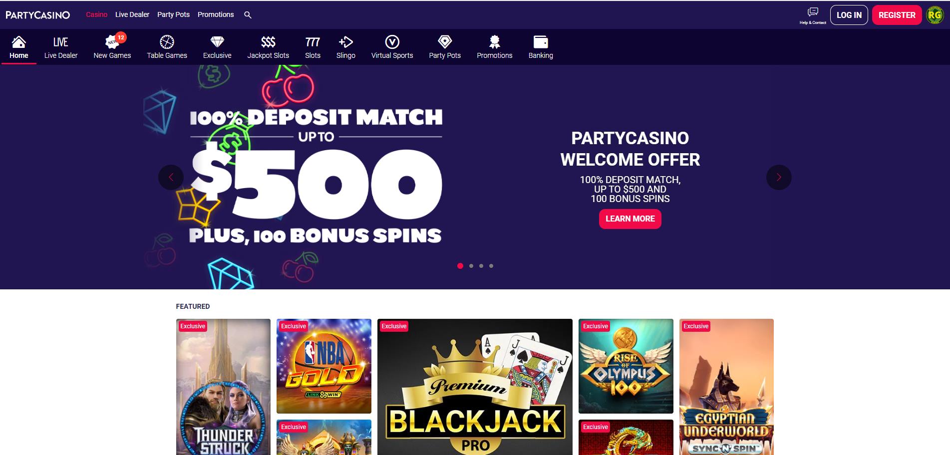 Partycasino NJ Bonus