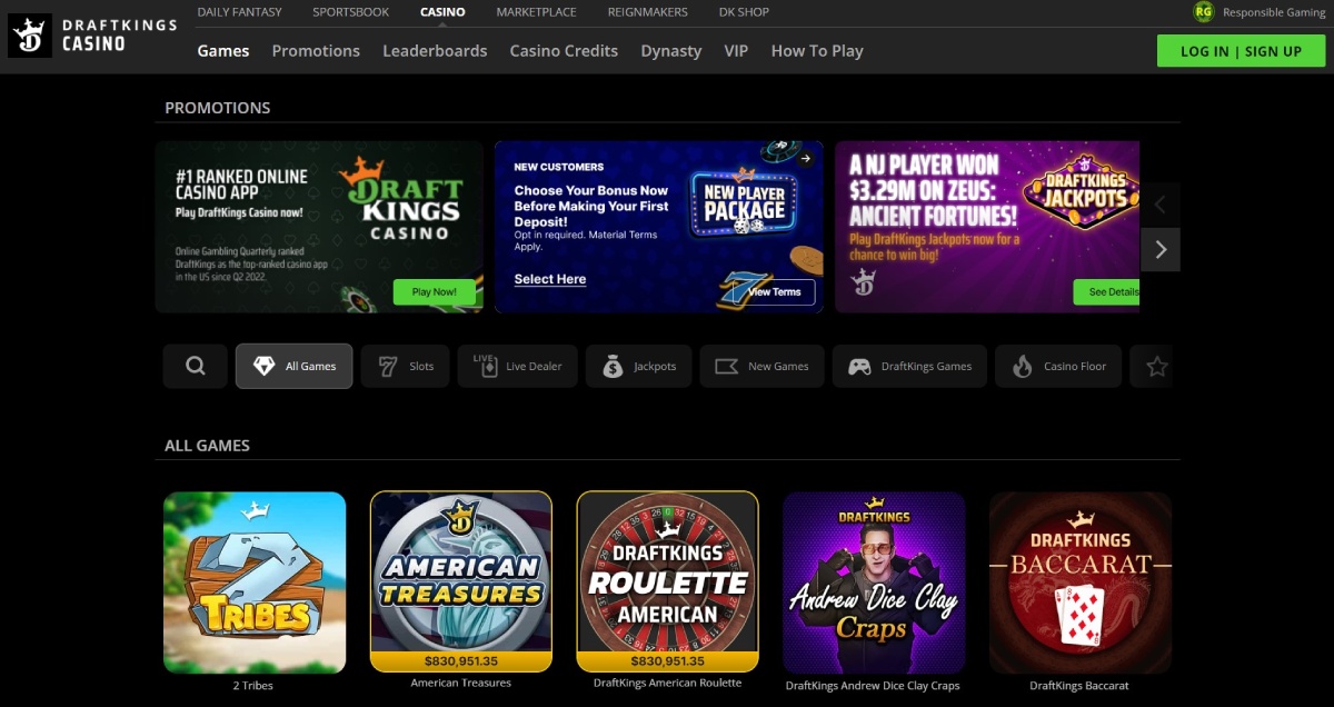 DraftKings Casino Main Page